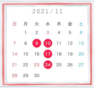 11月定休日のご案内★